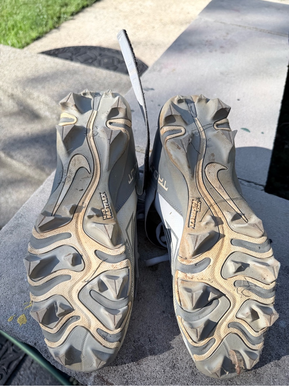Nike Men’s Trail Cleats in Gray and White with Tan Accents